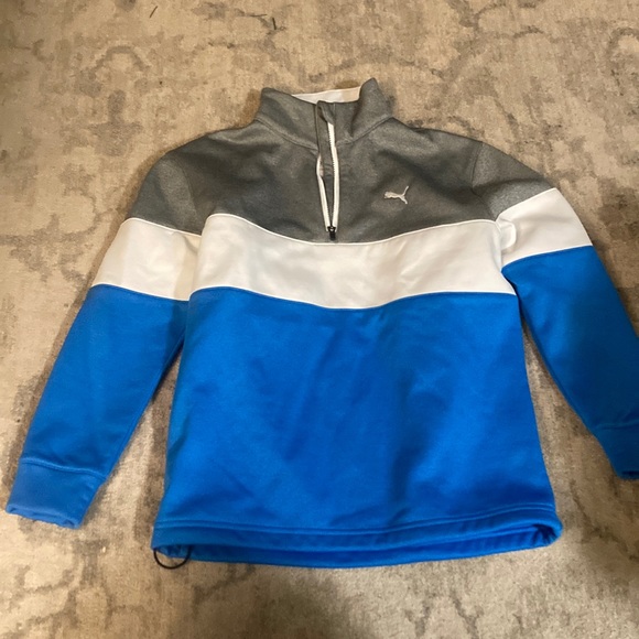 Clearance, Puma power warm grey/ white and blue pullover - Picture 1 of 4